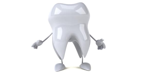 Fun 3D cartoon tooth doing a presentation