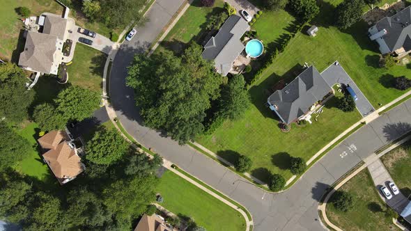 Aerial Landscape Small Residential Area Community Along the River in a Sunny Summer Day