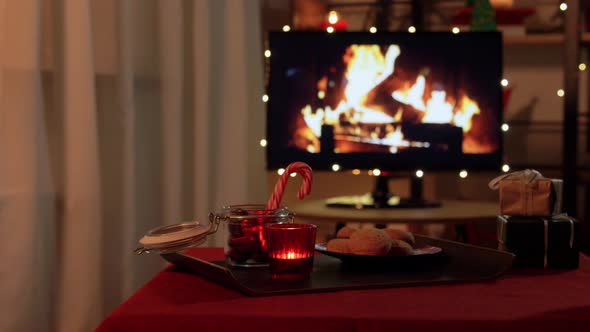 Christmas Treats and Drink on Table at Cozy Home