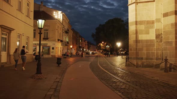 Night view of the city of Kosice in Slovakia