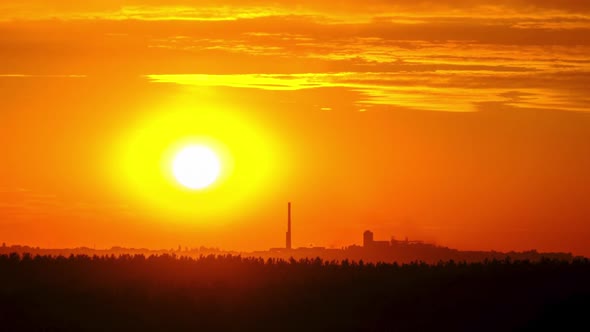 Orange Sunset in the Sky Time Lapse Amazing Colors of Setting Sun at Evening