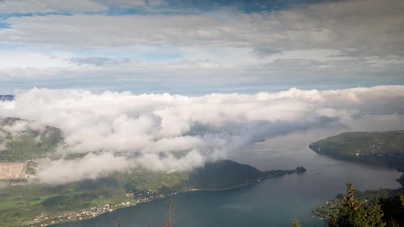 annecy lake alps france snow clouds timelapse