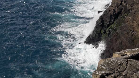 Sea Crashing Against Coastline Cliffs