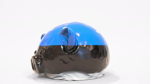 Deflating Piggy Bank with Printed Flag of Estonia