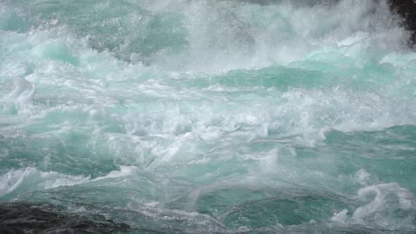 Mountain River Water with Slow Motion Closeup