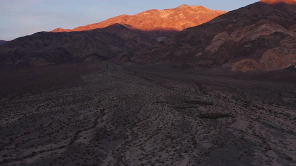 Sunset Illuminates the mouth of Surprise Canyon - Aerial