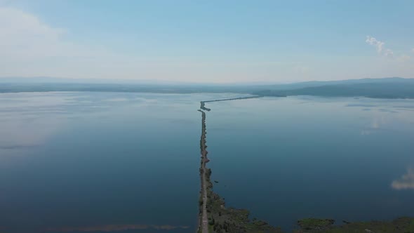 Aerial Drone View of Sea Landscape with Road