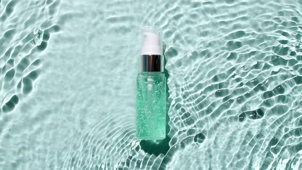 Cosmetic Bottle Vial for Oil Liquid Collagen Serum on Water Surface with Drops