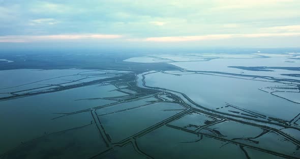 Amazing Venetian Lagoon with Barriers and Azure Water