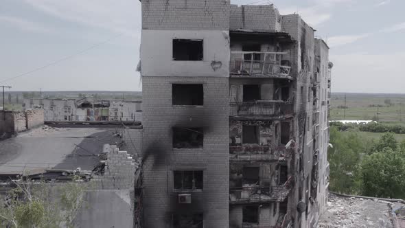 Borodyanka Ukraine  a Destroyed Building During the War Bucha District