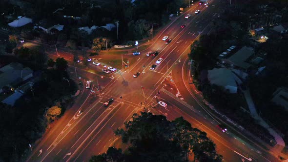 Aerial view of an intersection, Caloundra, Queensland, Australia.