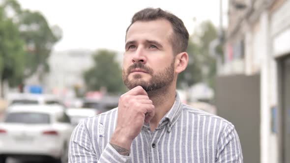 Outdoor Beard Casual Man Thinking New Idea