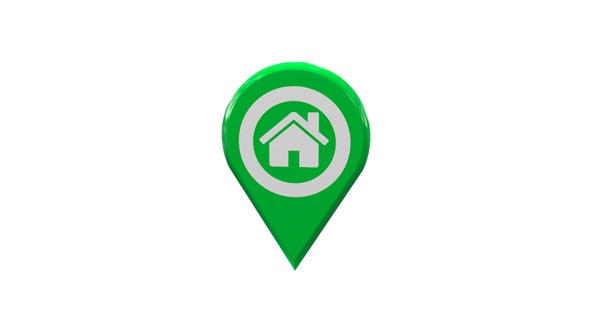 Home Map Location 3D Pin Icon Green V2