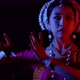 Female asian dancer perform, Odissi Indian traditional dance, 4k studio black backdrop color rgb led - VideoHive Item for Sale