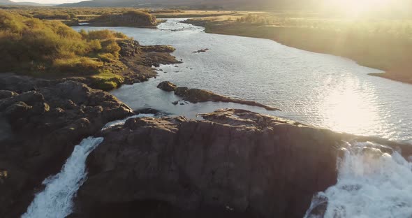 Glanni Waterfall at Sunrise in Iceland