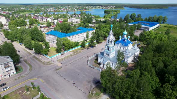 Russian Village From a Height in Flight
