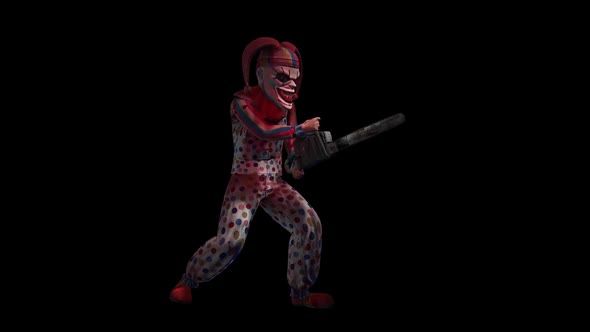 Scary clown and chainsaw with alpha