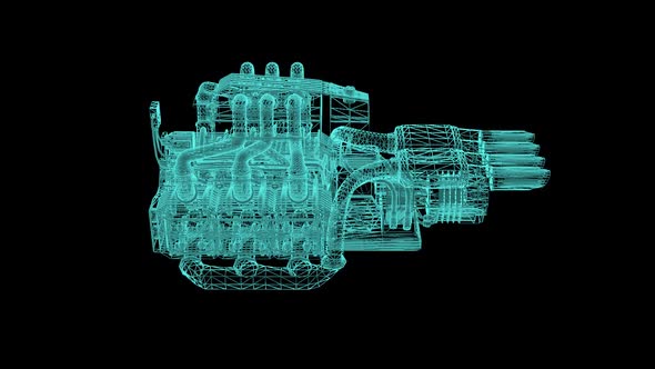 Wireframe Car Engine 