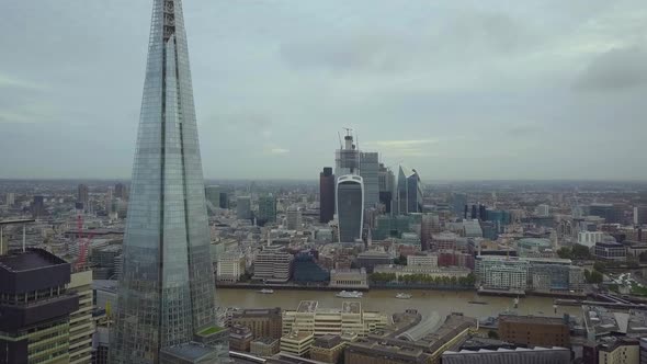 Aerial view of downtown London; including The Shard