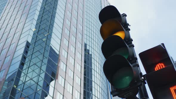 Traffic light in Downtown Montreal