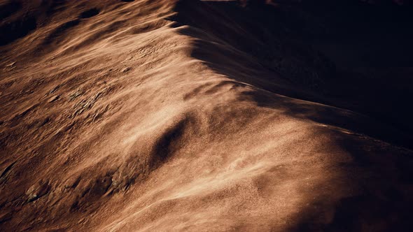 Aerial View of Red Desert with Sand Dune