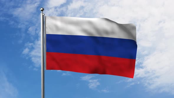 Flag of Russia with Sky Background