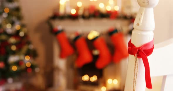 Christmas decoration hanging on chair 4k