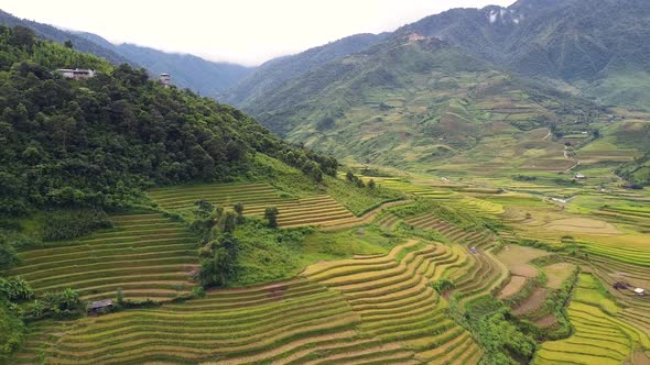 Areal View of Beautiful Natural Landscape Hills Mountains and Rice Terraces