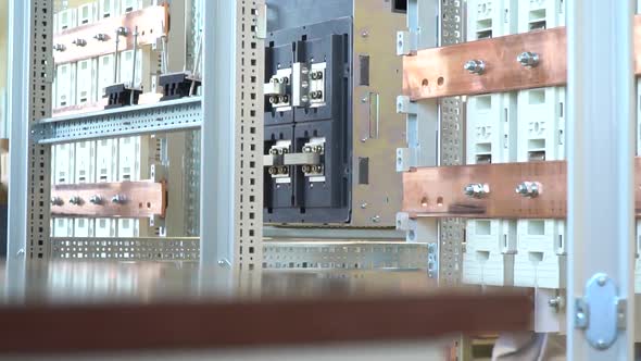 Factory Footage of the Electrical Panels with Plastic Steel and Copper