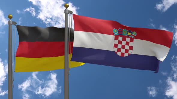 Germany Flag Vs Croatia On Flagpole