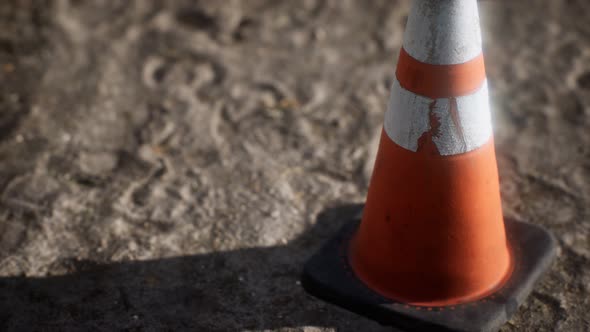 Orange and White Striped Traffic Cone alt