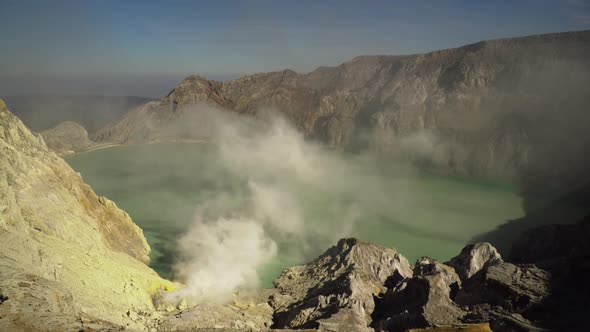 Volcanic Crater, Where Sulfur Is Mined