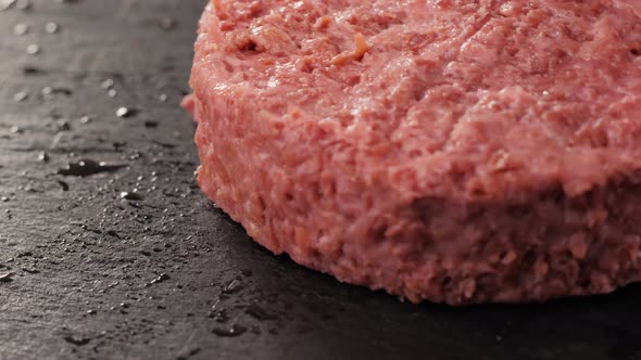 Plant Based Vegan Burger Meat, Fake Vegeterian Beef Meat Close Up, Fresh Impossible Veggie Food