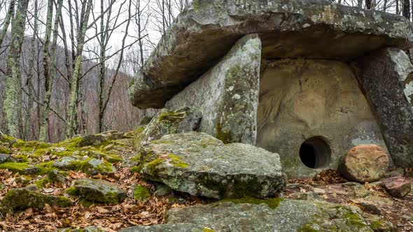 Dolmen Build of Massive Stone Plates in Caucasian Mountains