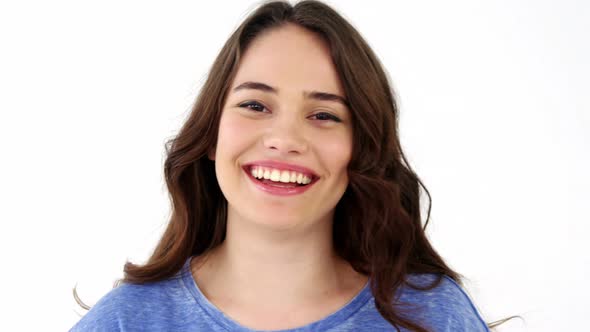 Beautiful woman with her hand in her hair