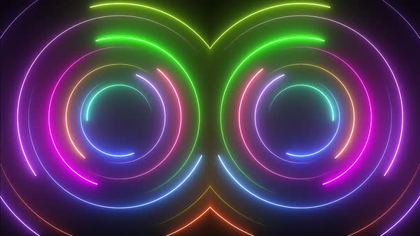 Glowing Retro Neon Circles Disco Background Animation alt