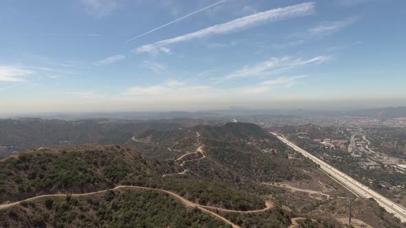 Aerial Shot of Neighborhood and Mountains in Glendale CA