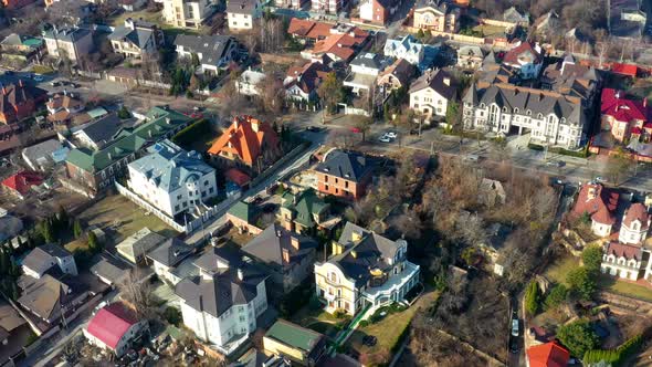 Aerial View of Luxury Cottages on the Outskirts of the City