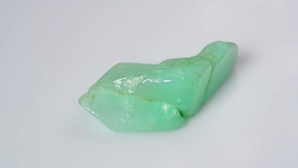 Natural Chrysoprase Rough on the Turning Table