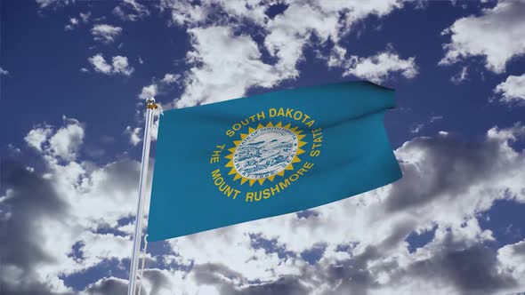 South Dakota Flag With Sky