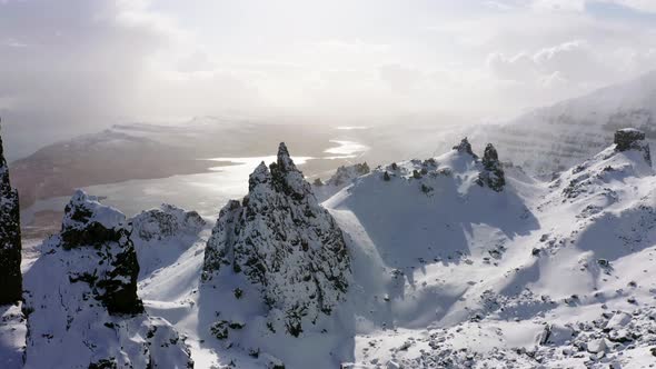 Rock needle 'Old man of Storr', Portree, Isle of the Sky, Scotland