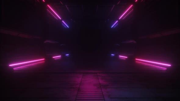 Neon Lights Tunnel Futuristic Background