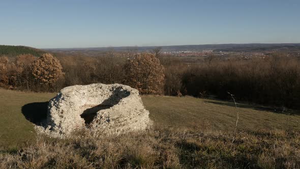 GAMZIGRAD, SERBIA - DECEMBER 25, 2017 Ancient pagan temple of Romula and her son near Felix Romulian