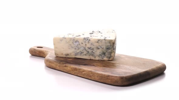 Blue Cheese Ready for Breakfast on White Background Rotate