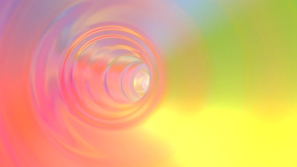 Fly in Shiny Reflective Rainbow Endless Tunnel Abstract Tube Waves - 4K