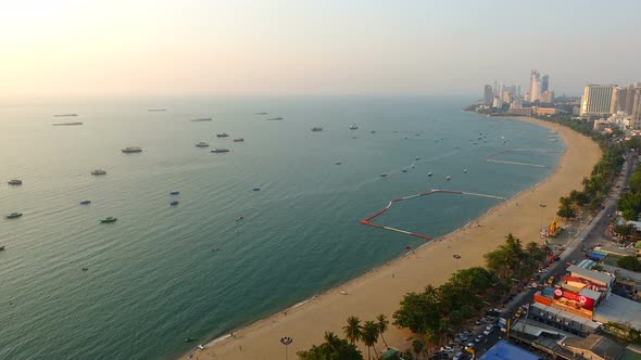 Time lapse of beautiful Pattaya city around sea ocean bay in Thailand