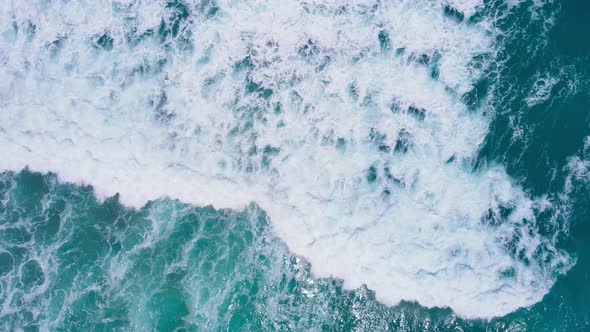 Aerial view water surface and crystal water wave