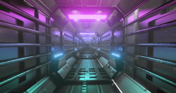 Tunnel with purple lights moving in a seamless loop