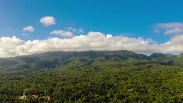 Time Lapse Mountains Covered with Rainforest Philippines Camiguin