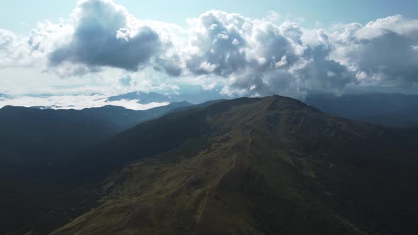 Panoramic Aerial View of Chornohora Range and Mount Pop Ivan in Carpathians Ukraine